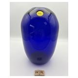 HAND BLOWN COBALT BLUE VASE