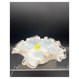 VINTAGE FENTON SILVER CREST RUFFLED CANDY DISH