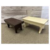 TWO SMALL WOODEN FOOTSTOOL