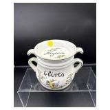 VINTAGE HAND PAINTED FRENCH OLIVE POT