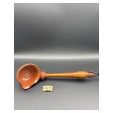 SIGNED POTTERY WITH WOODEN HANDLE LADLE