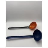 2 VINTAGE ENAMELED LADLES