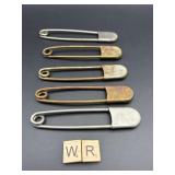 5 VINTAGE HORSE BLANKET SAFETY PINS