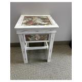 WHITE FORAL THEME TOP ONE DRAWER STAND