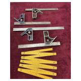 COLLECTION OF SQUARES AND A WOODEN TAPE MEASURE