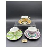 3 DEMITASSE CUP AND SAUCERS