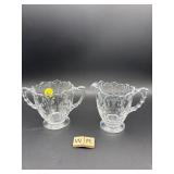 DOUBLE FOSTORIA LIEDA ETCHED CREAM AND SUGAR