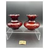 PAIR OF RUBY RED BUD VASES