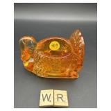 VINTAGE ORANGE GLASS TURKEY CANDLE HOLDER