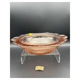 OPEN ROSE PINK  DEPRESSION GLASS DISH