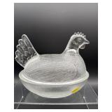 INDIANA GLASS CLEAR HEN ON NEST
