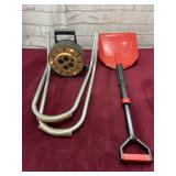 SNOW SHOVEL AND LADDER BRACE AND EXTENTION REEL