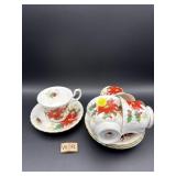 4 ROYAL ALBERT POINSETTIA CUPS AND SAUCERS