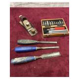 CHISELS, EXACTO KNIFE SET, STANLEY SMALL PLANE