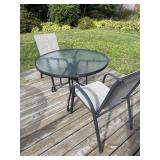 SMALL GLASS OUTDOOR TABLE WITH 2 CHAIRS