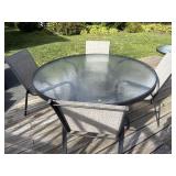 LARGE GLASS TABLE WITH 4 CHAIRS