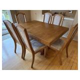 OAK DINING TABLE WITH 6 CHAIRS 2 LEAVES