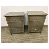 PAIR OF MODERN GRAY 3 DRAWER NIGHT STANDS