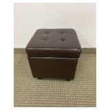 SMALL LEATHER LIKE LIFT TOP STORAGE STOOL