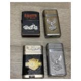 (4) Motorcycle Themed Lighters (3) Torch Style
