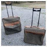 (2) Hartmann Tweed Rolling Suitcases - Leather