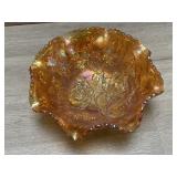Carnival Glass Rose Bowl 9in