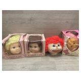 (4) VTG Doll Heads (3) Boxed