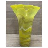 Romanian Art Glass Ruffled Top Vase