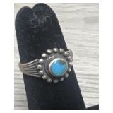 Turquoise and Sterling Pinkie Ring Sz 3.5