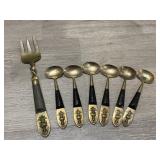 7PC Thailand Brass Spoons & Serving Fork