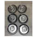 (6) Mercury Glass Signet Roman Soldier Coasters