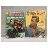 (2) Early Dell Comics Sea Hunt & Zane Grey King