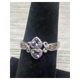 Sterling Avon Amethyst Heart Ring