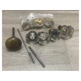 Vintage Glass & Brass Door Knobs w/ Some Hardware