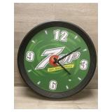 7UP Soda Advertising Clock Battery Op