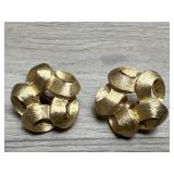 Pair Monet Clip Gold Tone Earrings