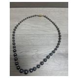 Graphite and Gold Tone Beaded Necklace 16"