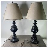 Set Of (2) Table Lamps With Shades - Tested &