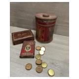 Cigar and Tobacco Tins w/ Bottle caps