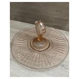 Pink Depression Glass Tray - Open Rose Design