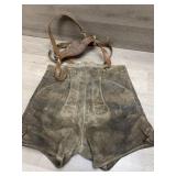 Vintage Lederhosen Shorts Suede Leather