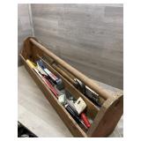 Antique Wood Toolbox with Tools