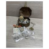 Brass Trinket Box full of Jewelry