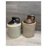 (2) Salt Glazed Topped Jugs
