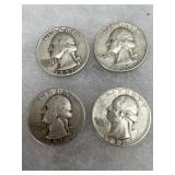 (4) Silver Quarters - 1953S ; 1957D and 1961D