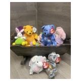 Wooden Cradle with Stuffies and Beanies