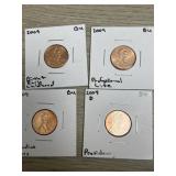 (4) 2009 Lincoln Pennies BU - Different eras of