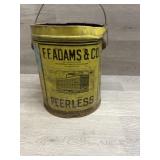 FF Adams & Co Peerless Tobacco Pail/Tin