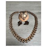 Copper Jewelry Lot - Necklace-Earrings- Brooch