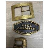 (3) Brass Belt Buckles